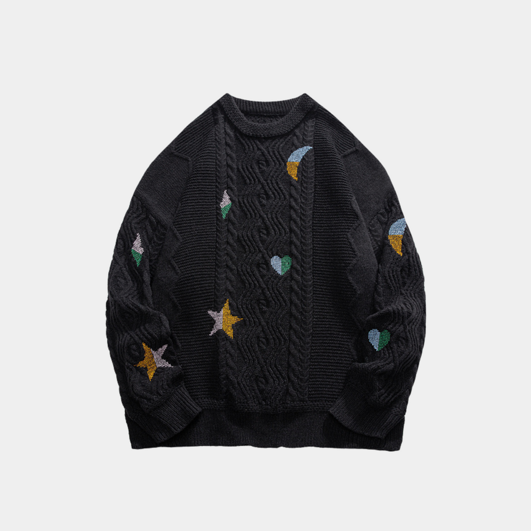 COSMIC HEARTS KNIT SWEATER