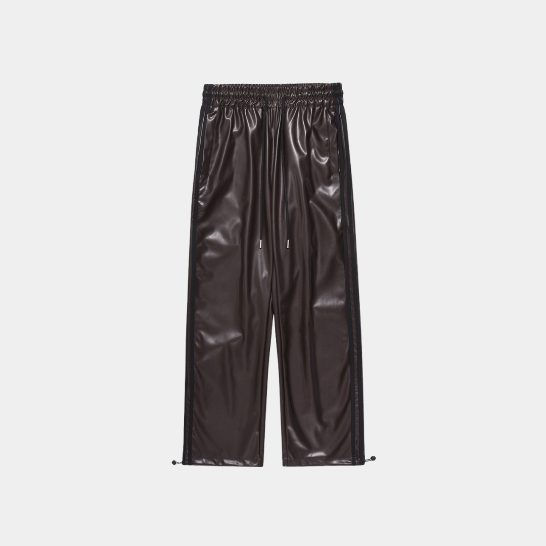 STRIPED LEATHER PANTS