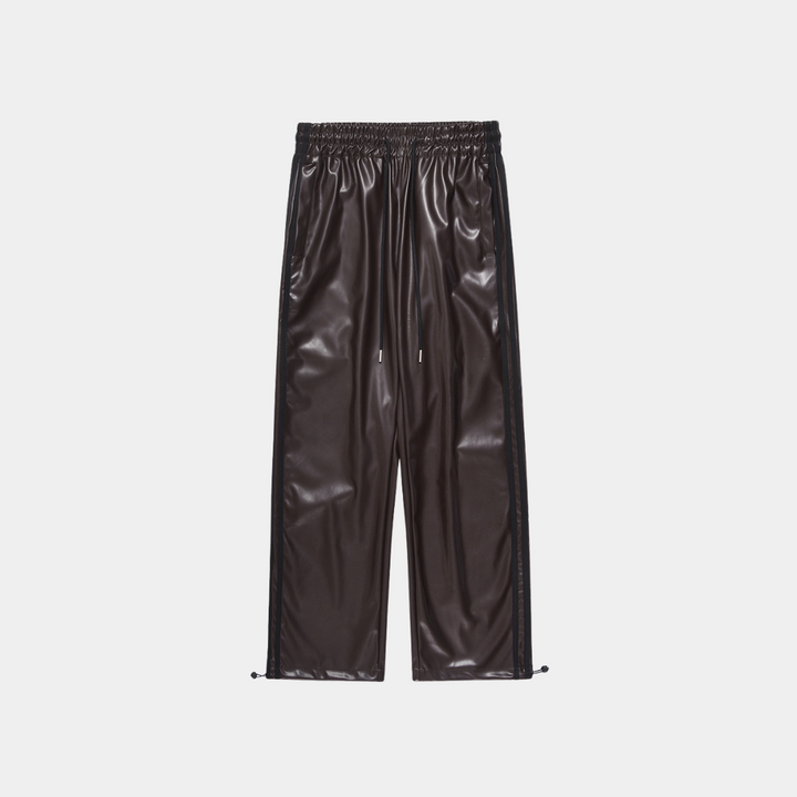 STRIPED LEATHER PANTS