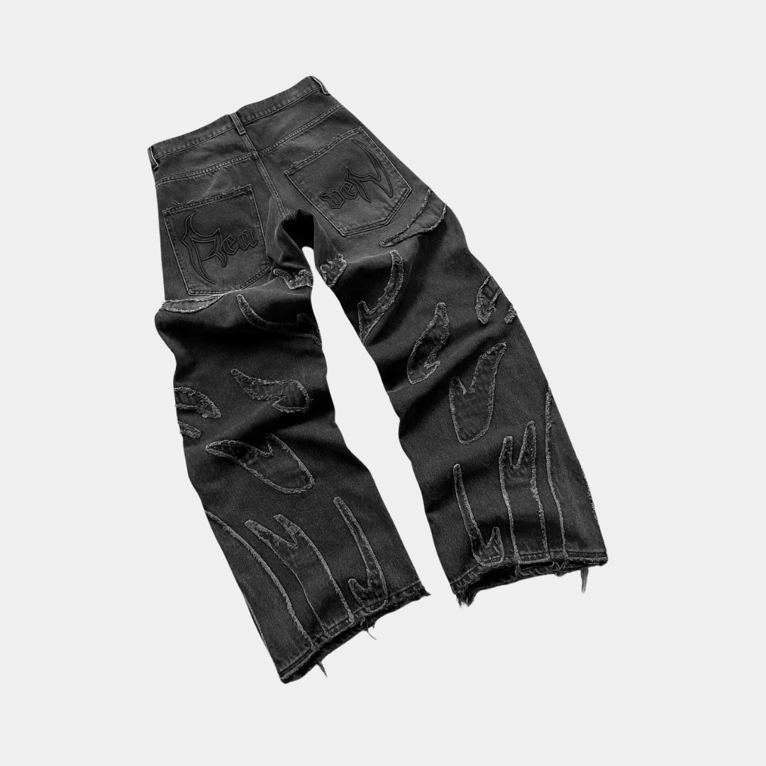 FLAME STITCH JEANS BLACK