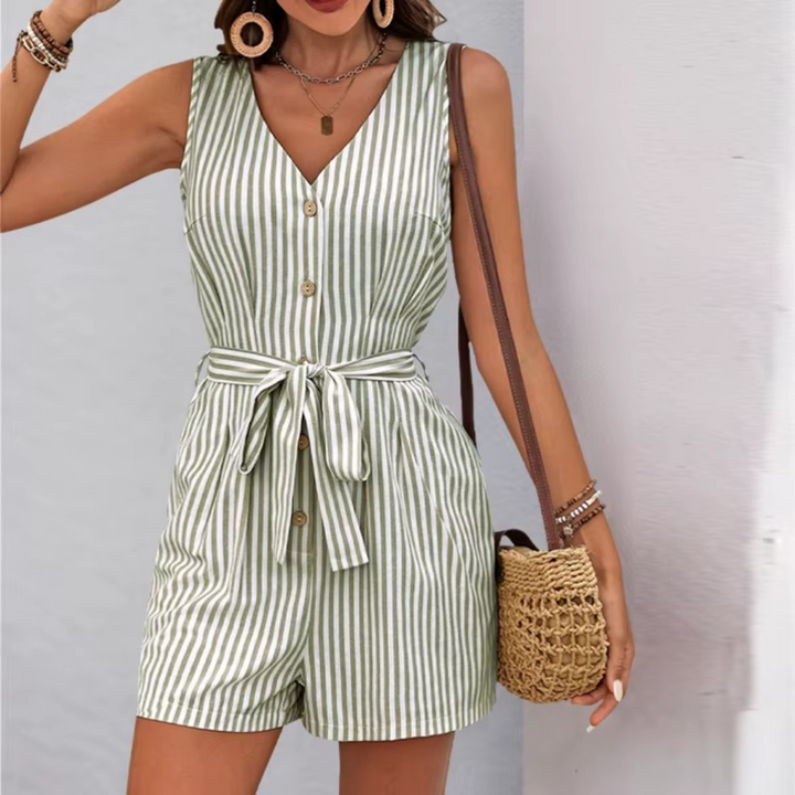 SOFIA STRIPED LINEN ROMPER
