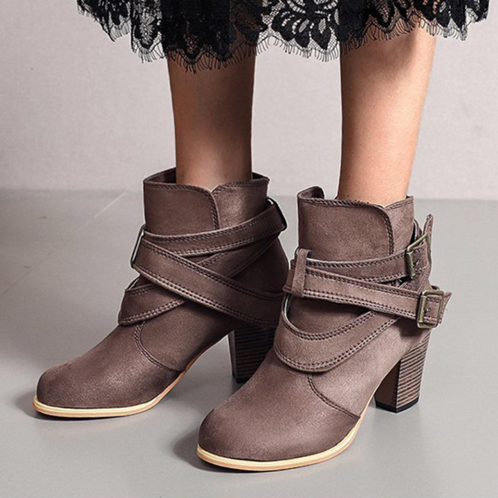 DOUBLE BUCKLE ANKLE BOOTS