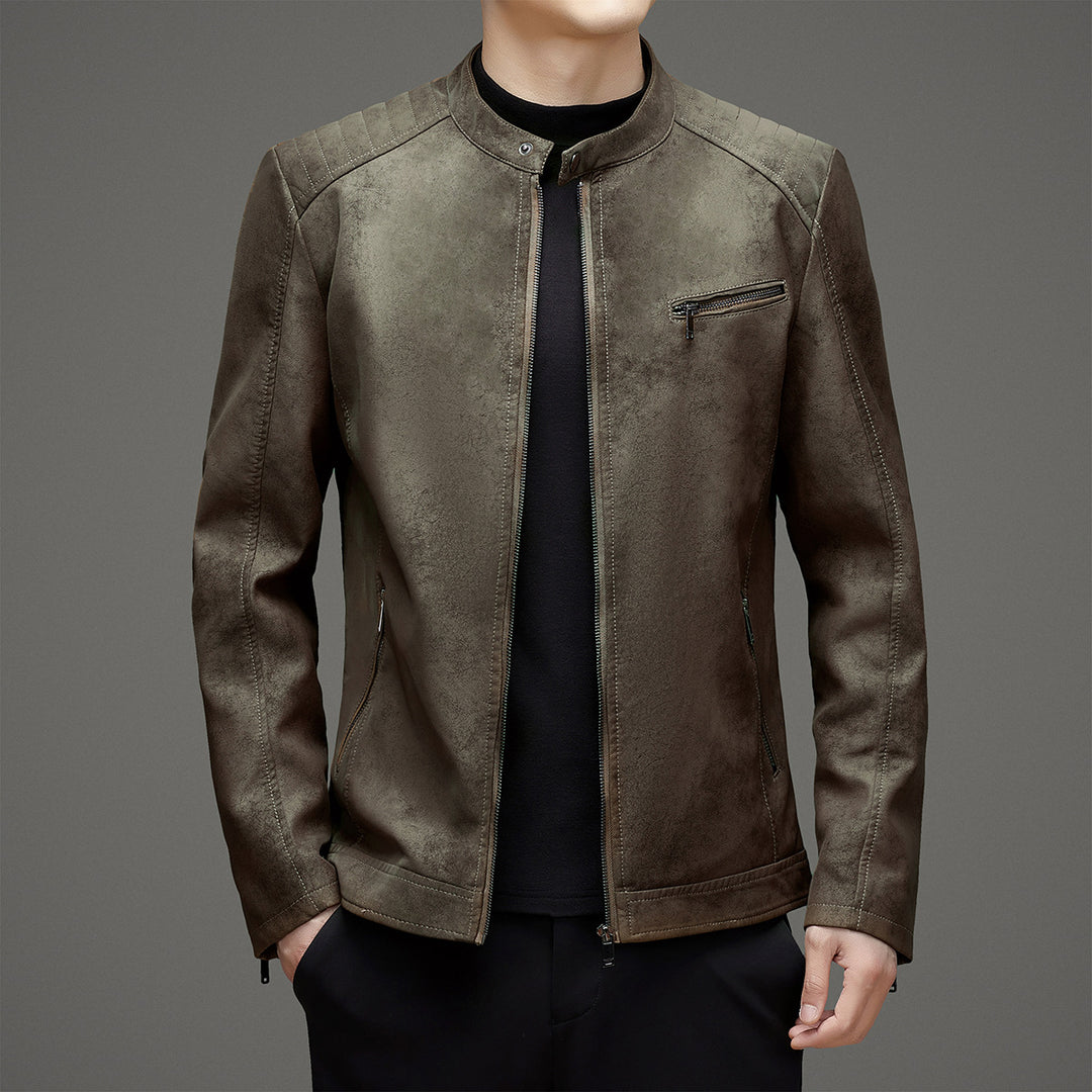 BOND TAB COLLAR LEATHER JACKET