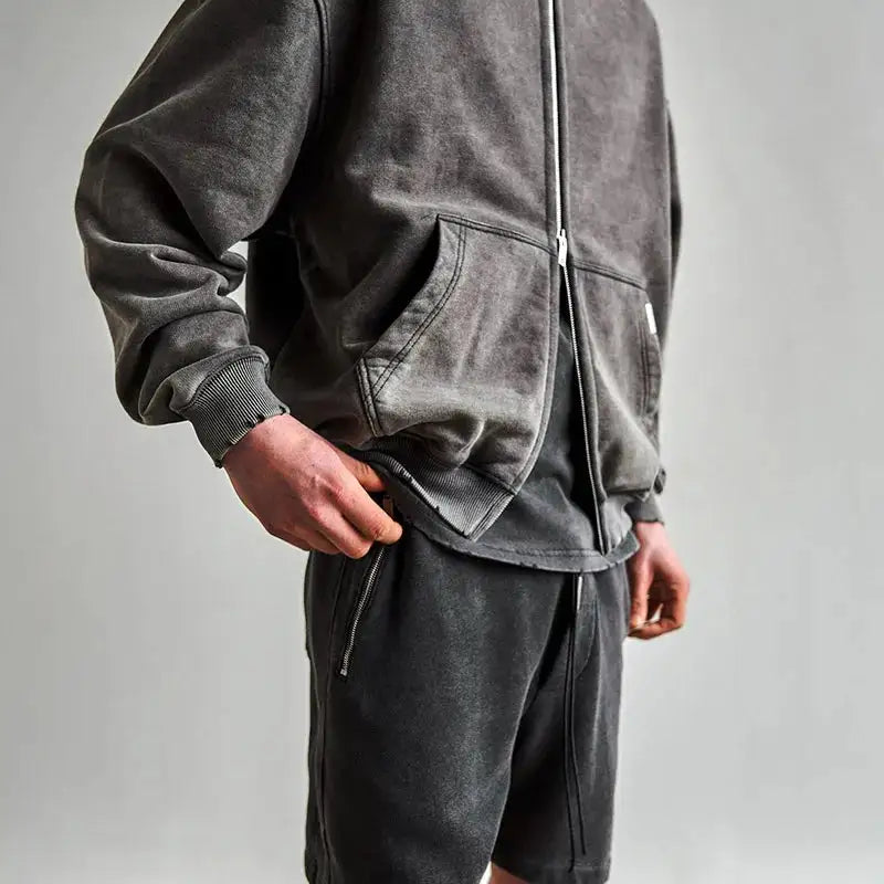 VINTAGE WASH ZIP-UP HOODIE