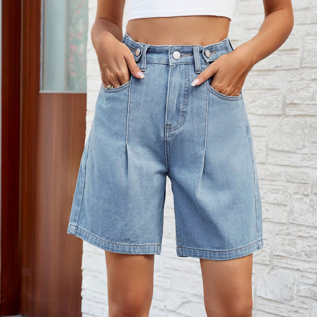 ELENA HIGH-RISE DENIM SHORTS