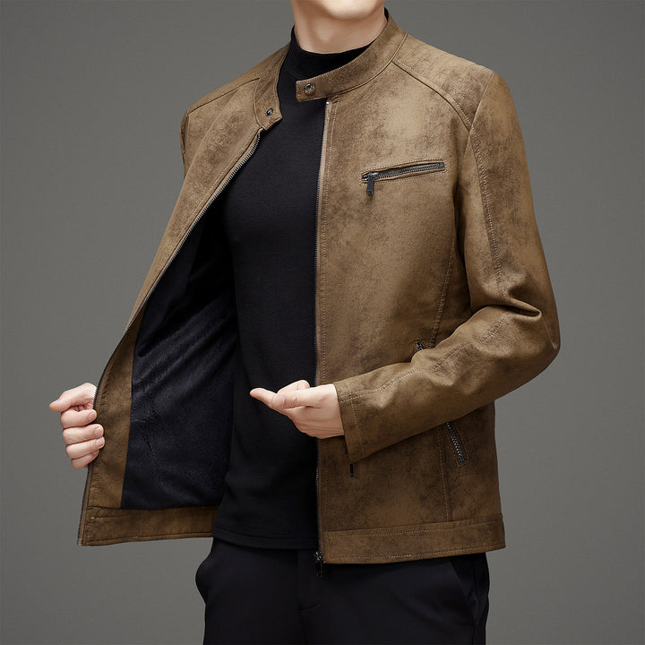 BOND TAB COLLAR LEATHER JACKET