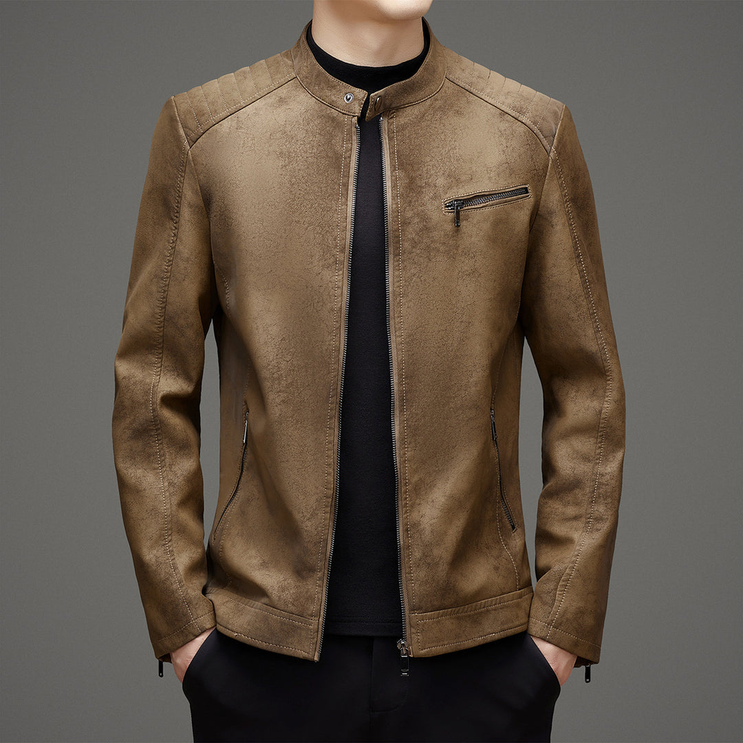 BOND TAB COLLAR LEATHER JACKET